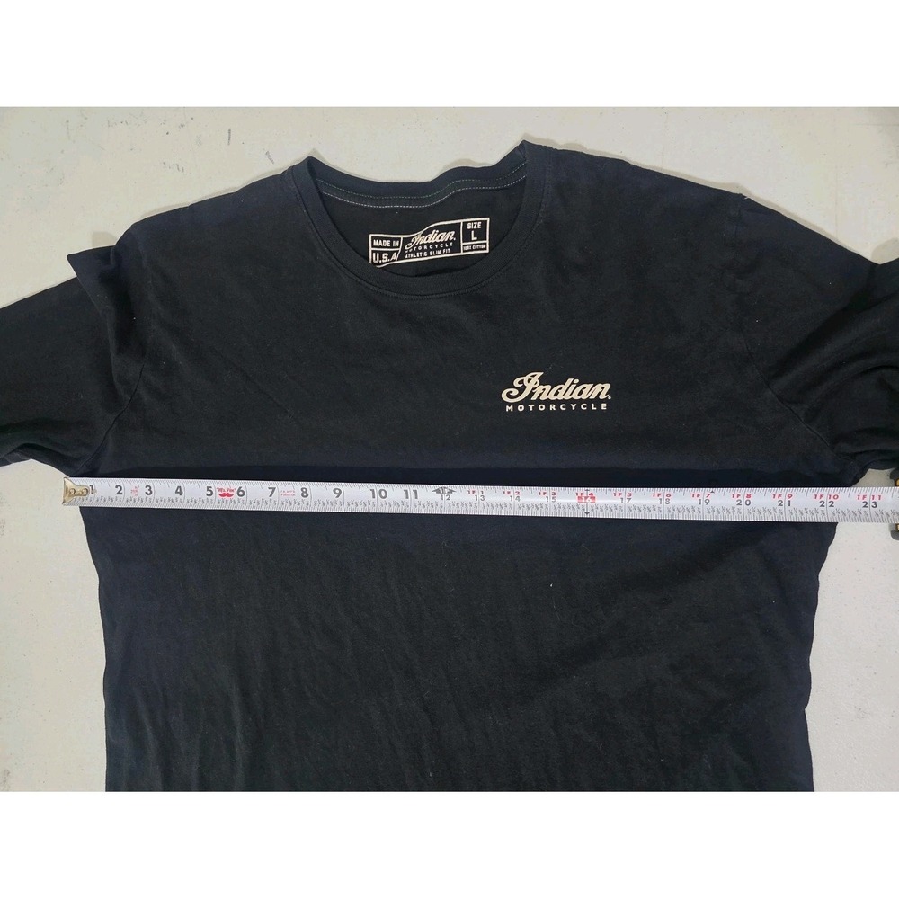 Indian Motorcycle T-Shirt Mens L Long Sleeve Black Organic Cotton USA Made - Picture 7 of 13